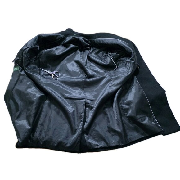 Lauren Ralph Lauren Overcoat Men 42R Black Wool Cashmere Blend Lined Preppy FLAW - Picture 13 of 16